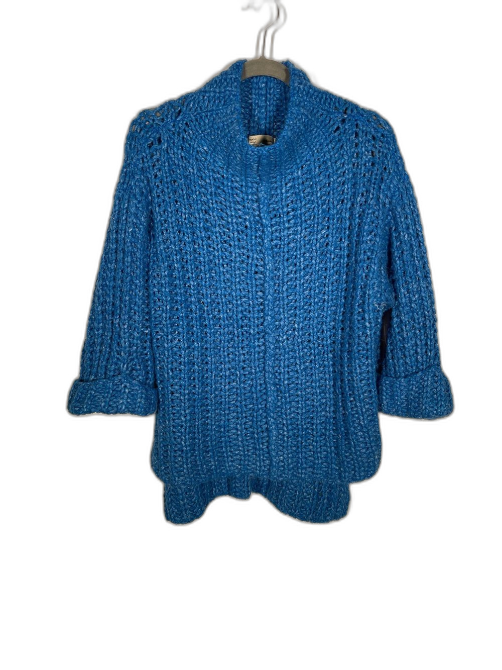 SATURDAY SUNDAY ANTHROPOLOGIE WOMENS BLUE CHUNKY WOOL TURTLENECK SWEATER SMALL